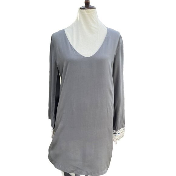 Swell Womens Gray Rosarito Bell Sleeve Crochet Detail Dress Size M L - Picture 11 of 11